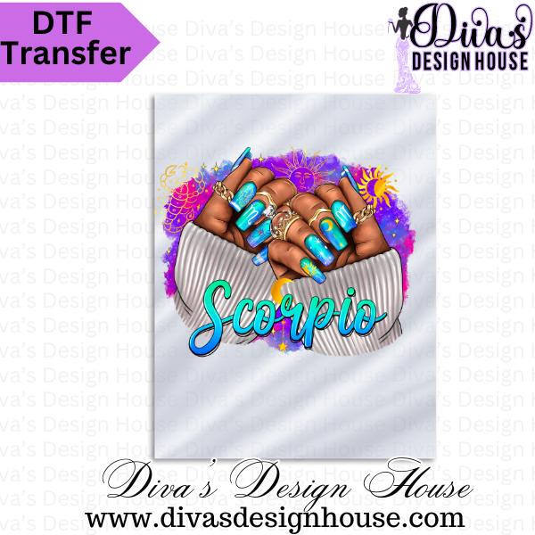 Scorpio Zodiac Nails Ready to Press DTF Transfers