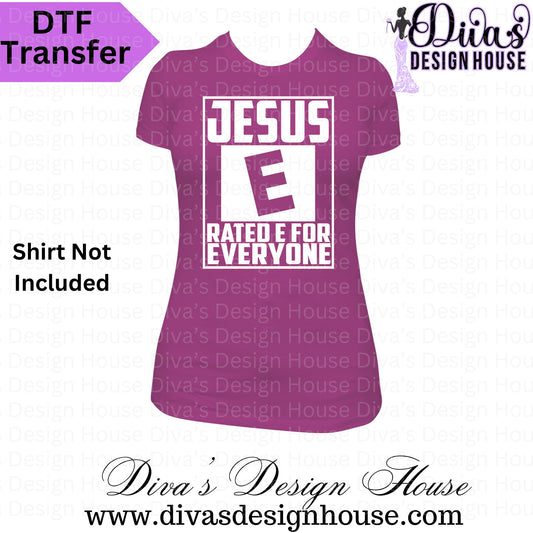 Jesus Rated E DTF Transfer