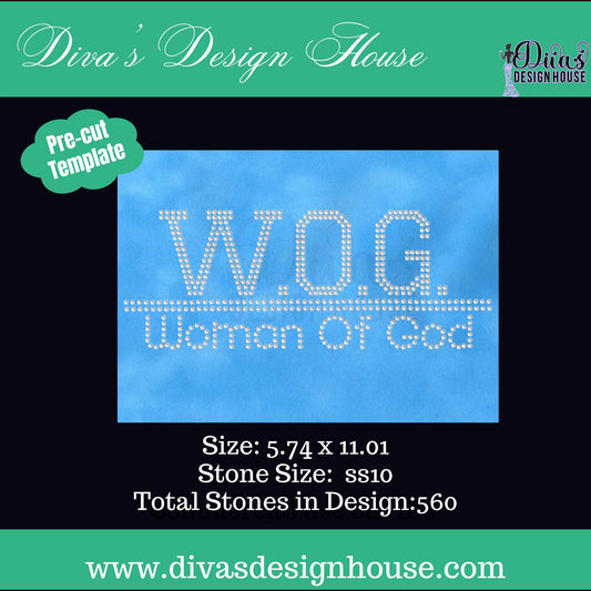 WOG (Woman of God) Pre-Cut Rhinestone Template