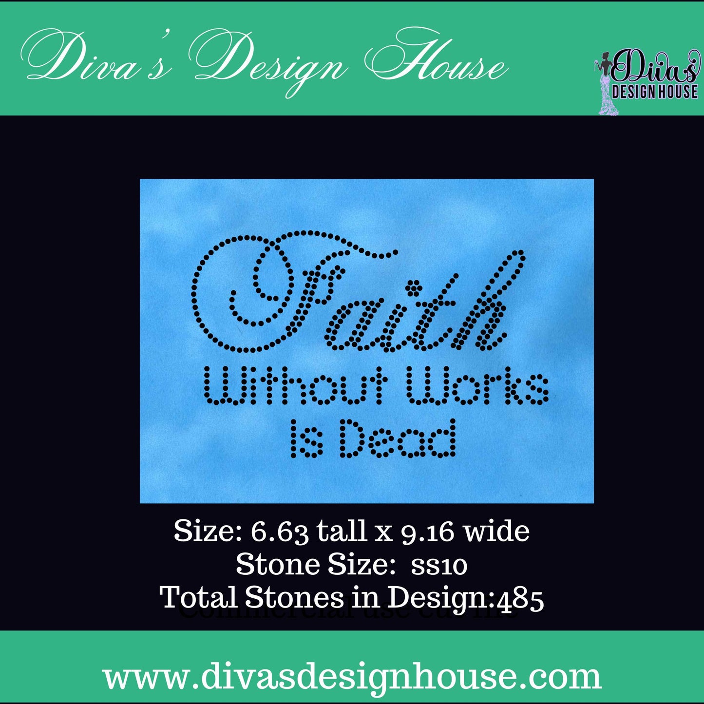 Faith Without Works Pre-Cut Rhinestone Template