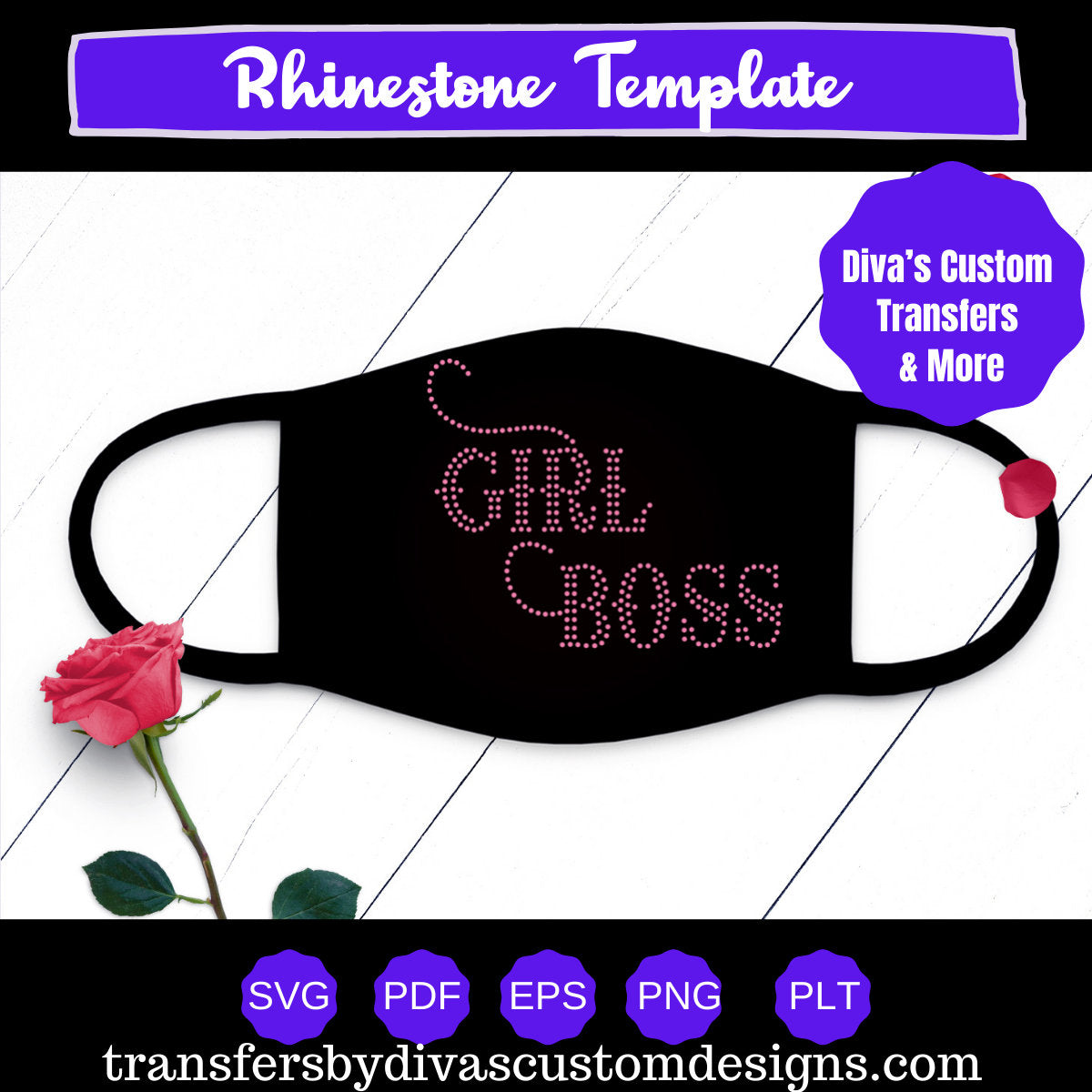 Girl Boss Rhinestones, Digital Rhinestone SVG, silhouette bling cricut, sparkle DIY iron on transfer