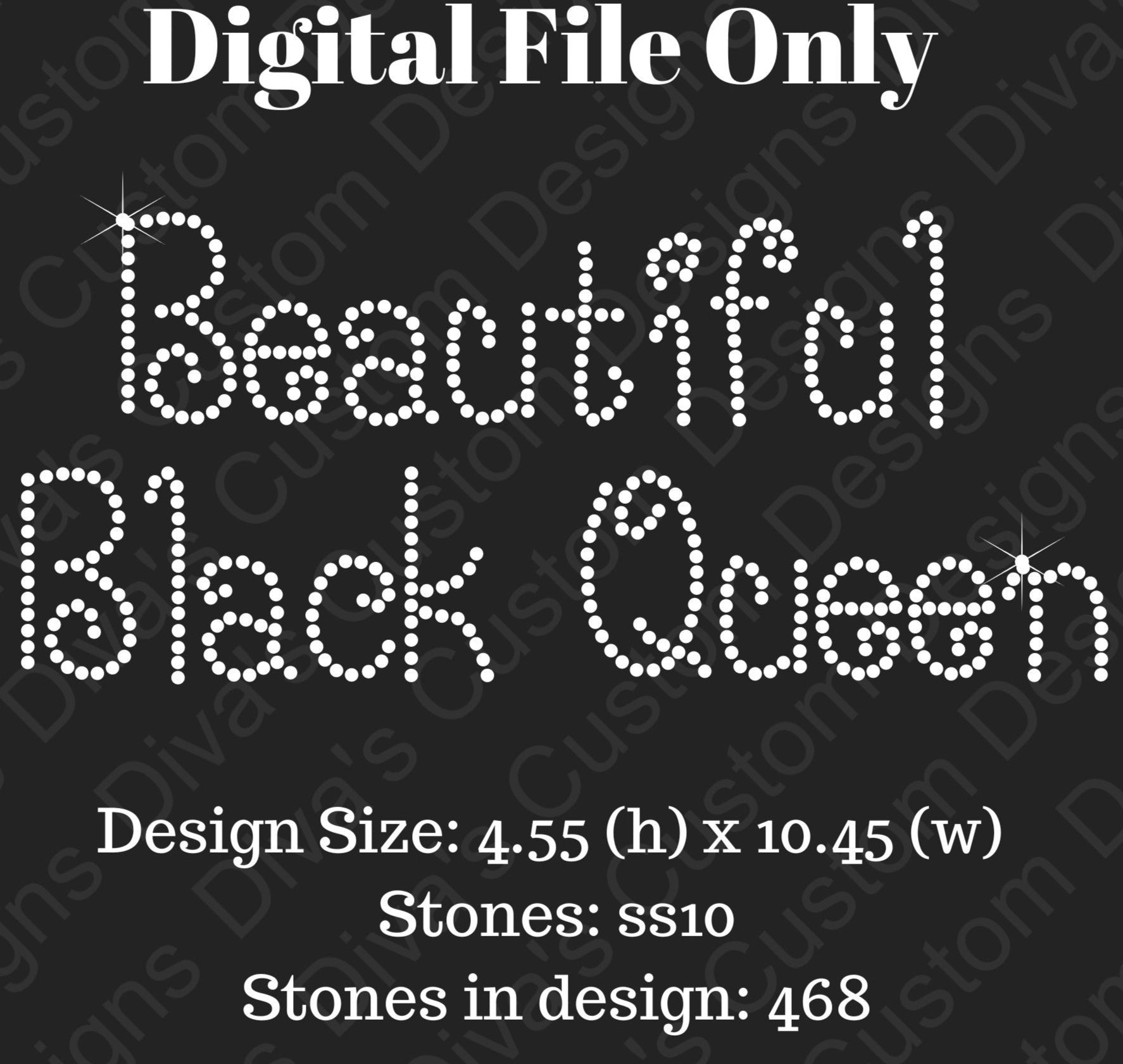 Beautiful Black Queen Rhinestone Digital Rhinestone Download SVG PGN Cricut & Silhoette svg file