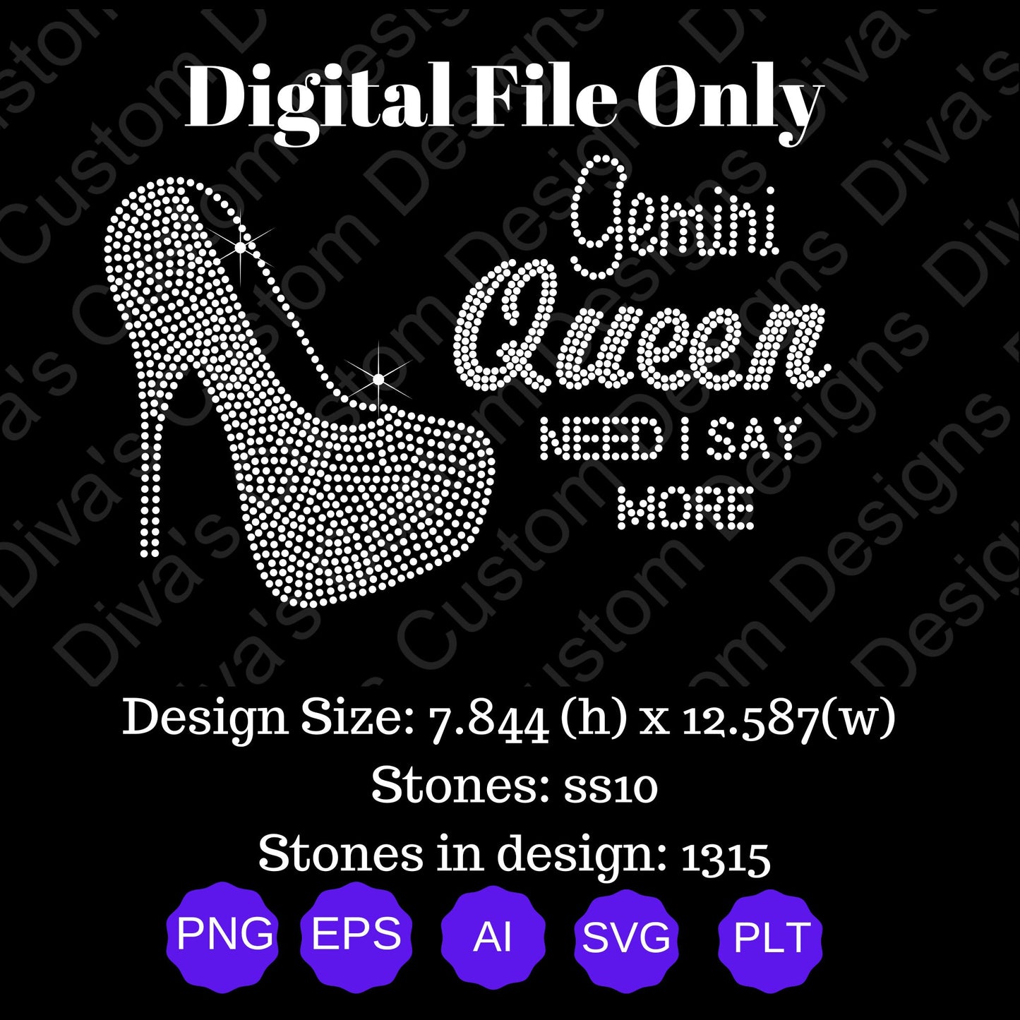 Gemini Queen Rhinestone Digital Rhinestone Download Rhinestone Birthday File Zodiac Rhinestone File SVG PNG Cricut & Silhouette svg file.