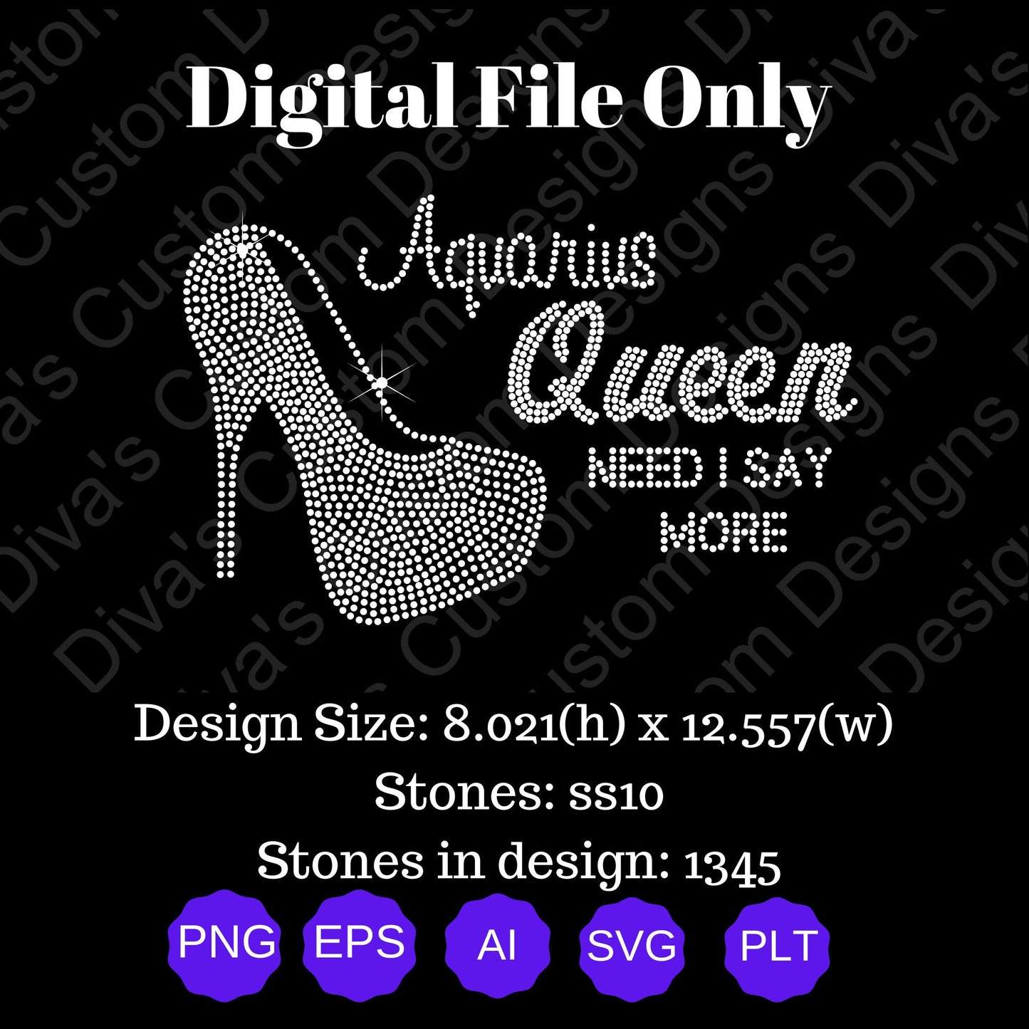 Aquarius Queen Rhinestone Digital Rhinestone Download Rhinestone Birthday File Zodiac Rhinestone File SVG PNG Cricut & Silhouette svg file