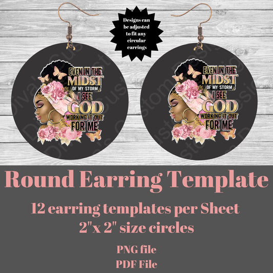 Even In The Mist Round Earring Template Cutable PNG, PFD File