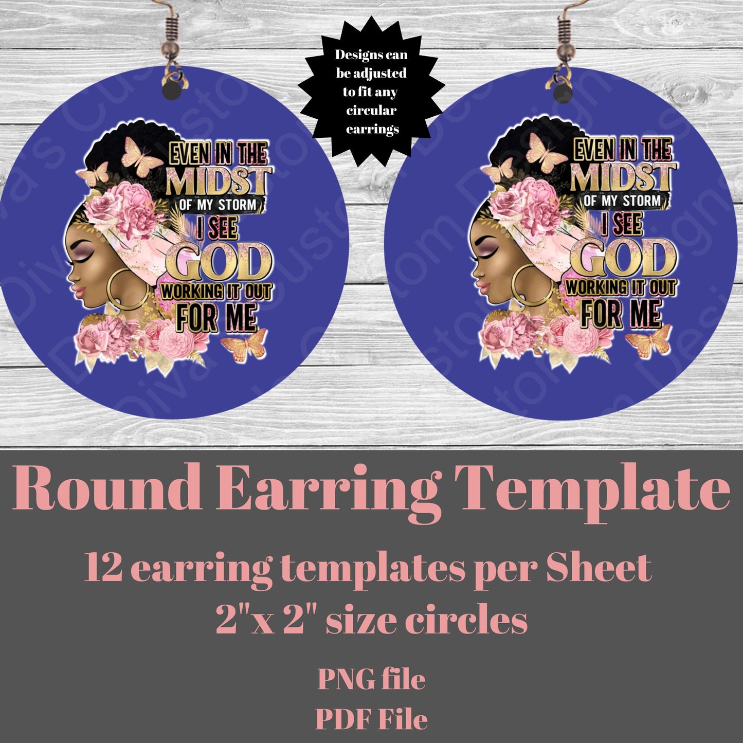 Even In The Mist Round Earring Template Cutable PNG, PFD File