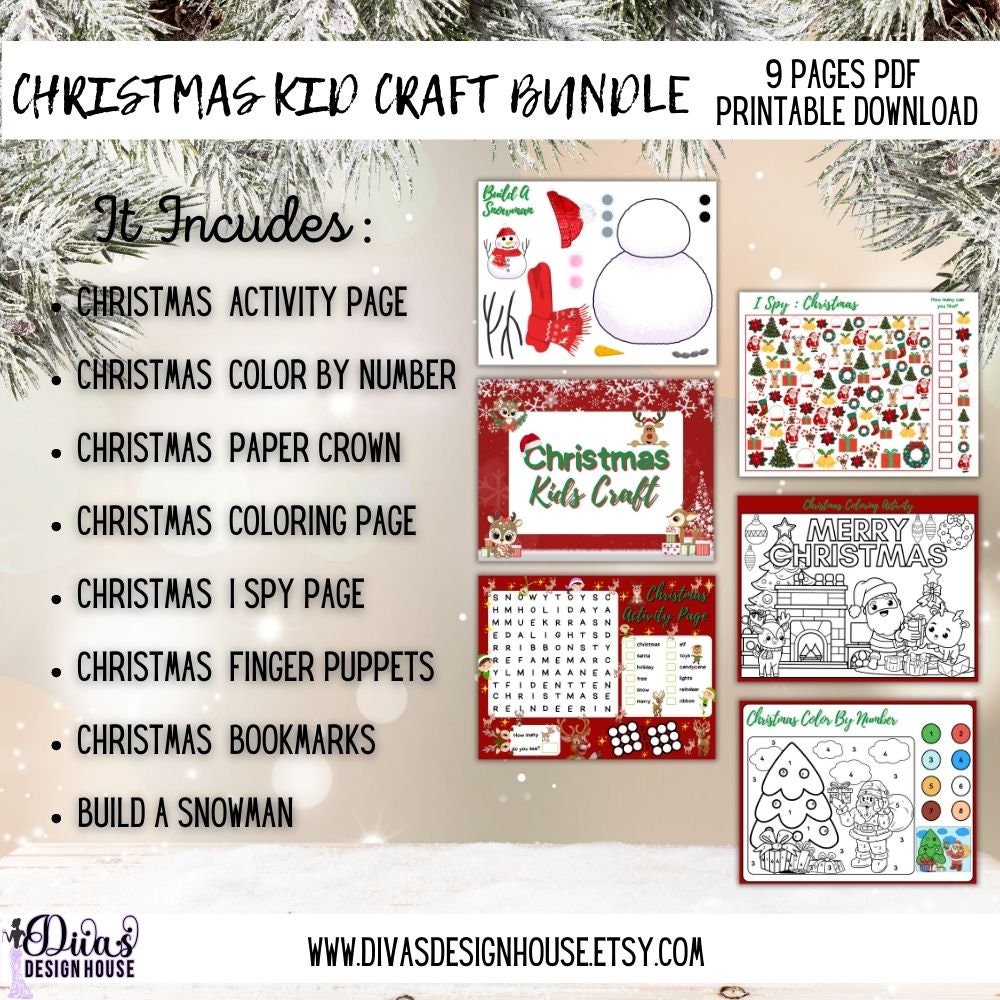 Christmas Kid Craft Bundle | PNG | Christmas Worksheets |Printable Christmas Games |Classroom Christmas Resources| Christmas Bundle