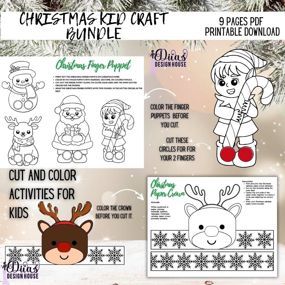 Christmas Kid Craft Bundle | PNG | Christmas Worksheets |Printable Christmas Games |Classroom Christmas Resources| Christmas Bundle